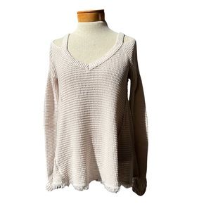 Free People Moonshine Knit Ivory Cold Shoulder Sweater XS